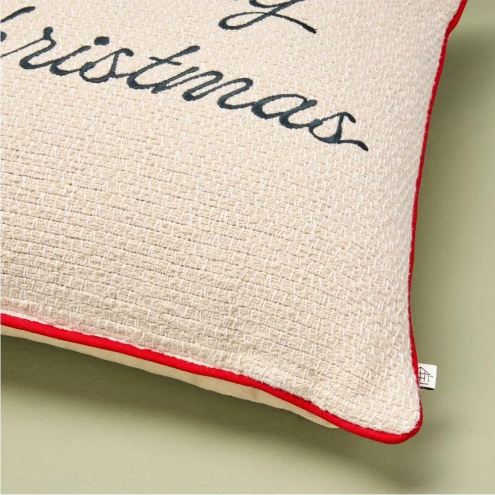 16” Merry Christmas Icon Square Pillow Cream/Red Edge Hearth & Hand Magnolia